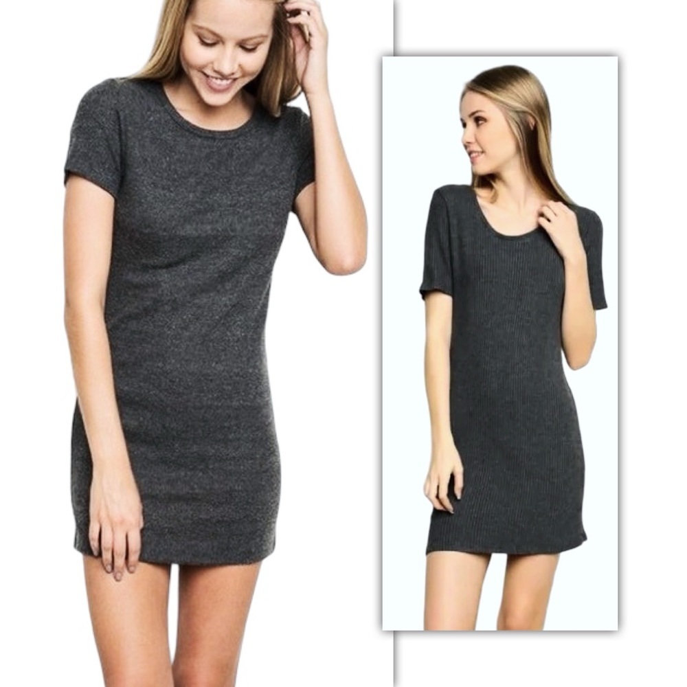 Brandy Melville short sleeve grey ribbed dress